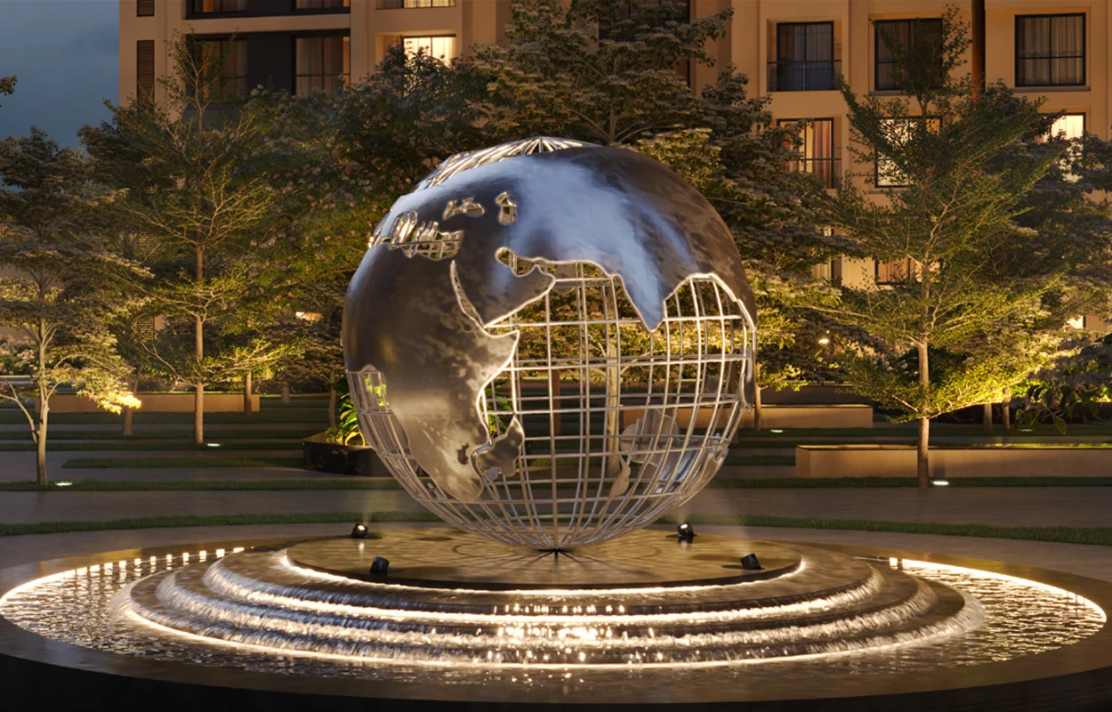Sobha One World globe sculpture plaza, artist's impression